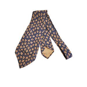 #6805 Vintage 1980's Acetate Wide Blue Print Necktie